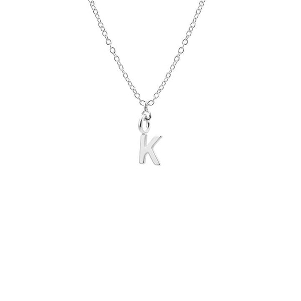 Dainty Initial 'K' Necklace Silver Plated