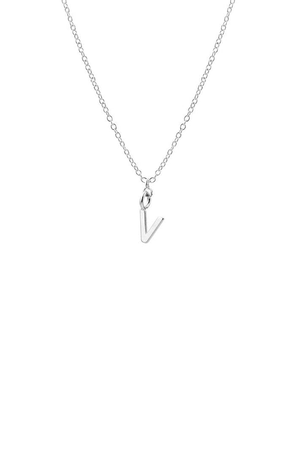 Dainty Initial 'V' Necklace Silver Plated