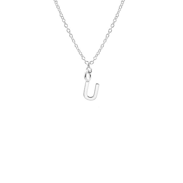 Dainty Initial 'U' Necklace Silver Plated
