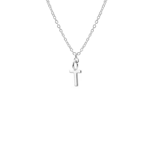 Dainty Initial 'T' Necklace Silver Plated