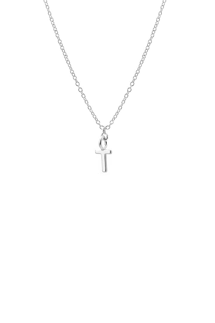 Dainty Initial 'T' Necklace Silver Plated