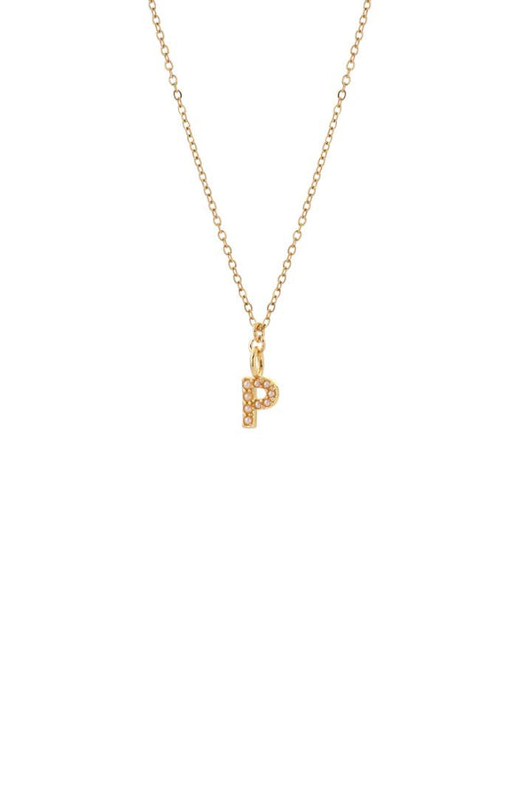 Dainty Pearl Initial 'P' Necklace Gold Plated