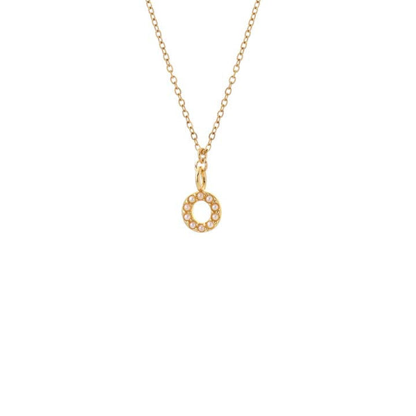 Dainty Pearl Initial 'O' Necklace Gold Plated