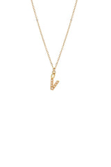 Dainty Pearl Initial 'V' Necklace Gold Plated