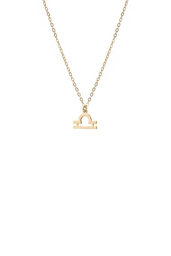 Libra Zodiac Charm Necklace Gold Plated