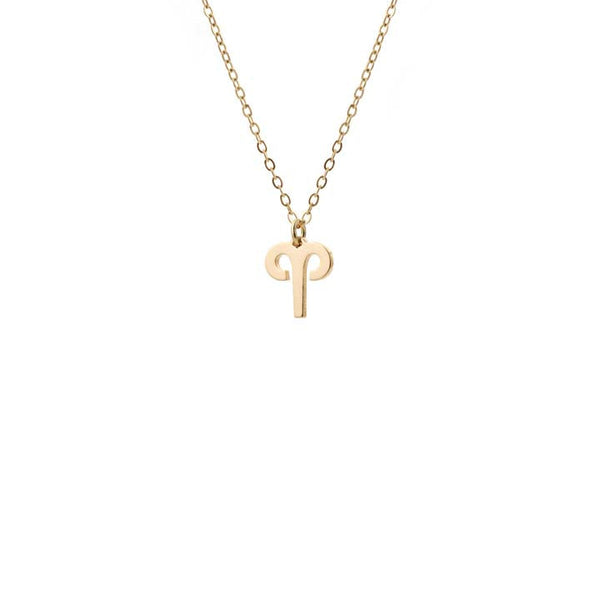 Aries Zodiac Charm Necklace Gold Plated