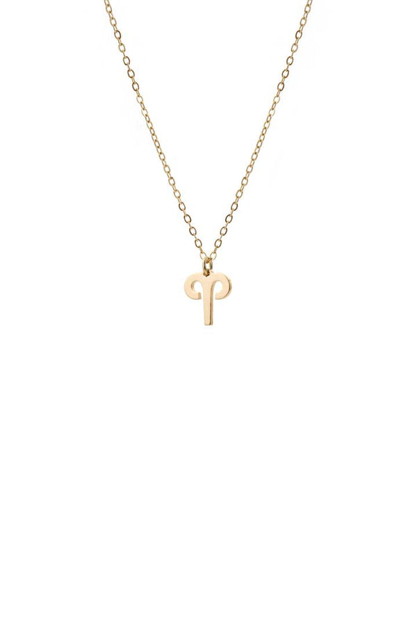 Aries Zodiac Charm Necklace Gold Plated