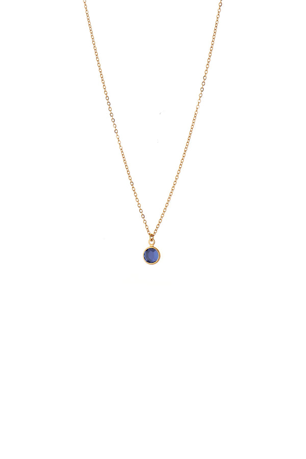 September Birthstone Crystal Necklace Gold Plated
