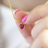 Gold Plated Heart Birthstone Pendant Necklace