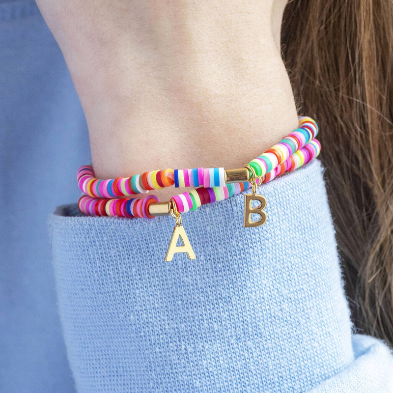 Personalised Multicoloured Disc Stretch Bracelet