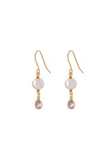 Bridesmaid Pearl & Crystal Teardrop Earrings
