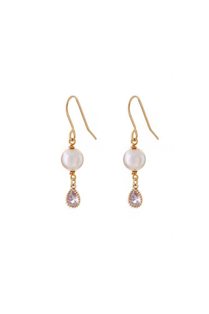 Bridesmaid Pearl & Crystal Teardrop Earrings
