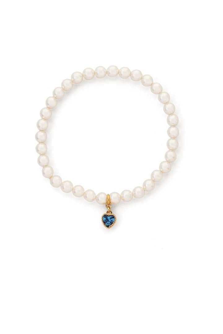 Something Blue Pearl & Crystal Heart Bridal Bracelet